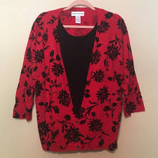Cathy Daniels Xl Floral Long Sleeve Sweater
