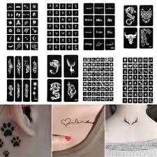 Us 0 46 28 Off Random Design Body Art Paint Stencil Temporary Henna Tattoo Stencil Templates Reusable Sticker Woman Girl Cute Drawing Template In