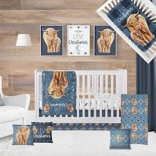 Highland Cow Baby Boy Crib Bedding Set