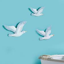 Set Of 3 Resin Seagull Wall Decor For