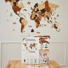 3d Wooden World Map Multicolor