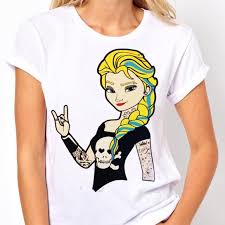 Princess Elsa Frozen Punk Tattoo Womens T Shirt Nwt