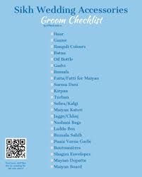sikh wedding accessory checklists for