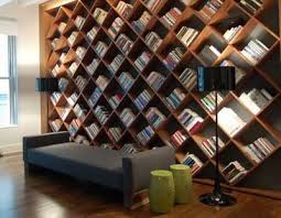 designed world angled bookcase wall