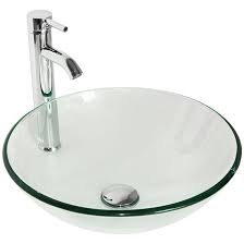 Clear Glass Bathroom Vessel Sink Bowl
