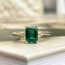 14KT Yellow Gold Diamond & Green Emerald-Cut Lab Created ...