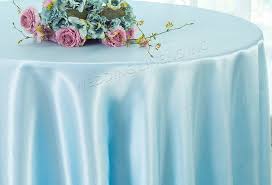 90 Inch Baby Blue Satin Tablecloths Table Cover Linens