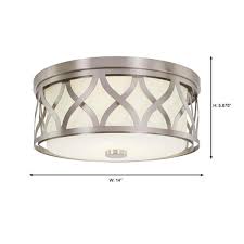 Home Decorators Collection 3 Light Brushed Nickel Flush Mount With Etched White Glass 23956 The Home Depot