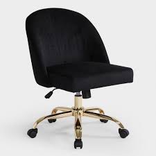 The solid mahogany frame with a deep saddle seat. Black Velvet Camela Upholstered Office Chair World Market