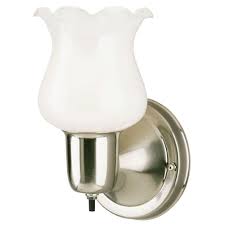 Westinghouse 1 Light Brushed Nickel Interior Wall Fixture With On Off Switch And White Opal Glass 6665400 The Home Depot