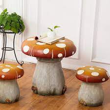 Cute Mushroom Table And Ottoman Resin
