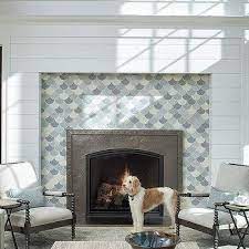 Blue Fireplace Surround Tiles Design Ideas