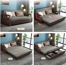 Solid Wood Frame Convertible Sofa Bed