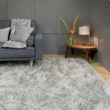 grey faux fur sheepskin rug isla