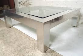 Square Chrome Glass Coffee Table In The