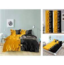 Bed Skirt Set With Curtain Duvet Cover