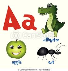 743 x 1080 jpeg 178 кб. Vector Cute Kids Cartoon Alphabet Letter A With Alligator Apple And Ant Flat Style Vector Illustration Canstock