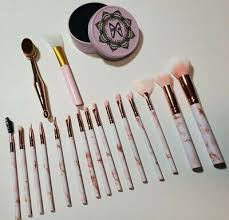 18 piece makeup brush rose gold pink