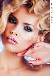 beauty blond woman with curly hair