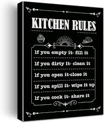 Black Design Kitchen Rules Canvas Wall