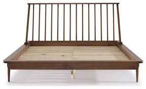 modern wood queen spindle bed caramel