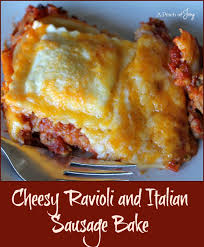 cheesy ravioli and italian sausage bake