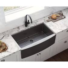 ruvati 36 a front farmhouse kitchen sink stainless steel single bowl gunmetal matte black
