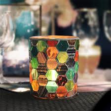Colorful Mosaic Candle Holder Glass