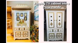 tv cabinet into a pooja cabinet