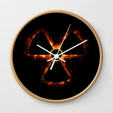 Nuclear Icon In Fire Wall Clock By