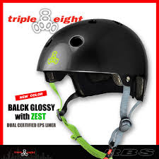 Triple Eight Helmet Dual Certified Balck Glossy With Zest