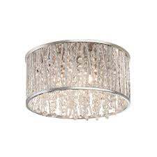 Home Decorators Collection Saynsberry 11 5 In 3 Light Polished Chrome And Crystal Drum Shape Flush Mount 4411 Ndm The Home Depot