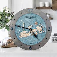 Key West Nautical Wood Chart Wall Clock
