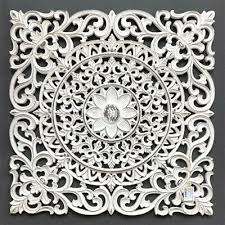 White Wash Wood Carved Wall Art