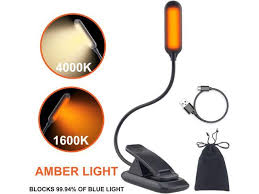 Book Light Amber Book Light Rechargeable Clip On Reading Light 2 Light Color With Brightness Dimmable Sleep Aid Lights 1600k Reading Lights For Books In Bed At Night 4000k Natural Light