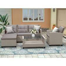 Wicker Patio Conversation Seating Set