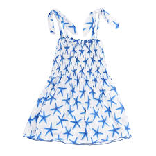 Light Blue Starfish Girls Dress Mc2 Saint Barth