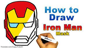 how to draw iron man mask for kids easy