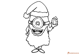 Coloring Pages Minion Wearing Santasat Coloring Page Pages