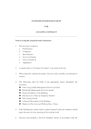 Standard Tender Document For Cleaning Contract