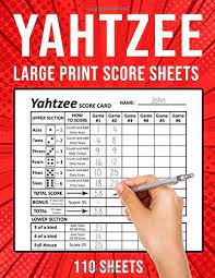 5 out of 5 stars (285) $ 1.99. Amazon Com Yahtzee Score Sheets Large Print Yahtzee Score Cards Pads 110 Sheets 8 5 X 11 9798644866601 Publishing Puzzle King Books