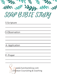 Upon completion of the study, it is recommended that you discuss your answers and insights with other bible students who also completed the workbook. Soap Bible Study Method Free Printable Christian Counseling