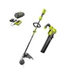 40V Cordless Attachment Capable String Trimmer and Blower Combo Kit with 4.0 Ah Battery and Charger RY40940VNM Ryobi