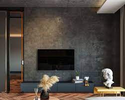 Concrete Wall Design With A Tall Mirror