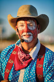 inside the ring with rodeo clowns