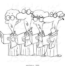 vector of a cartoon choir of seniors
