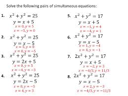 Quadratic Simultaneous Equations 3