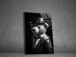 Tempered Glass Wall Art Teddy Bear Wall