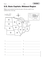 It can be boring, learning about all 50 states. Quiz Midwest U S State Capitals Geography Printable 3rd 8th Grade Teachervision
