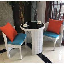round small poly rattan outdoor bistro